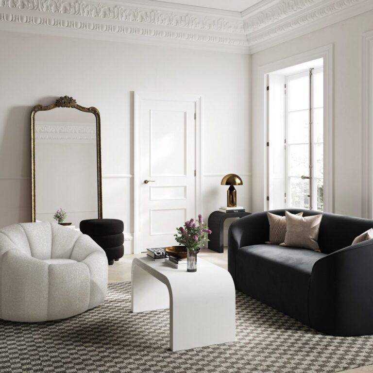 stylish monochrome lounge setting